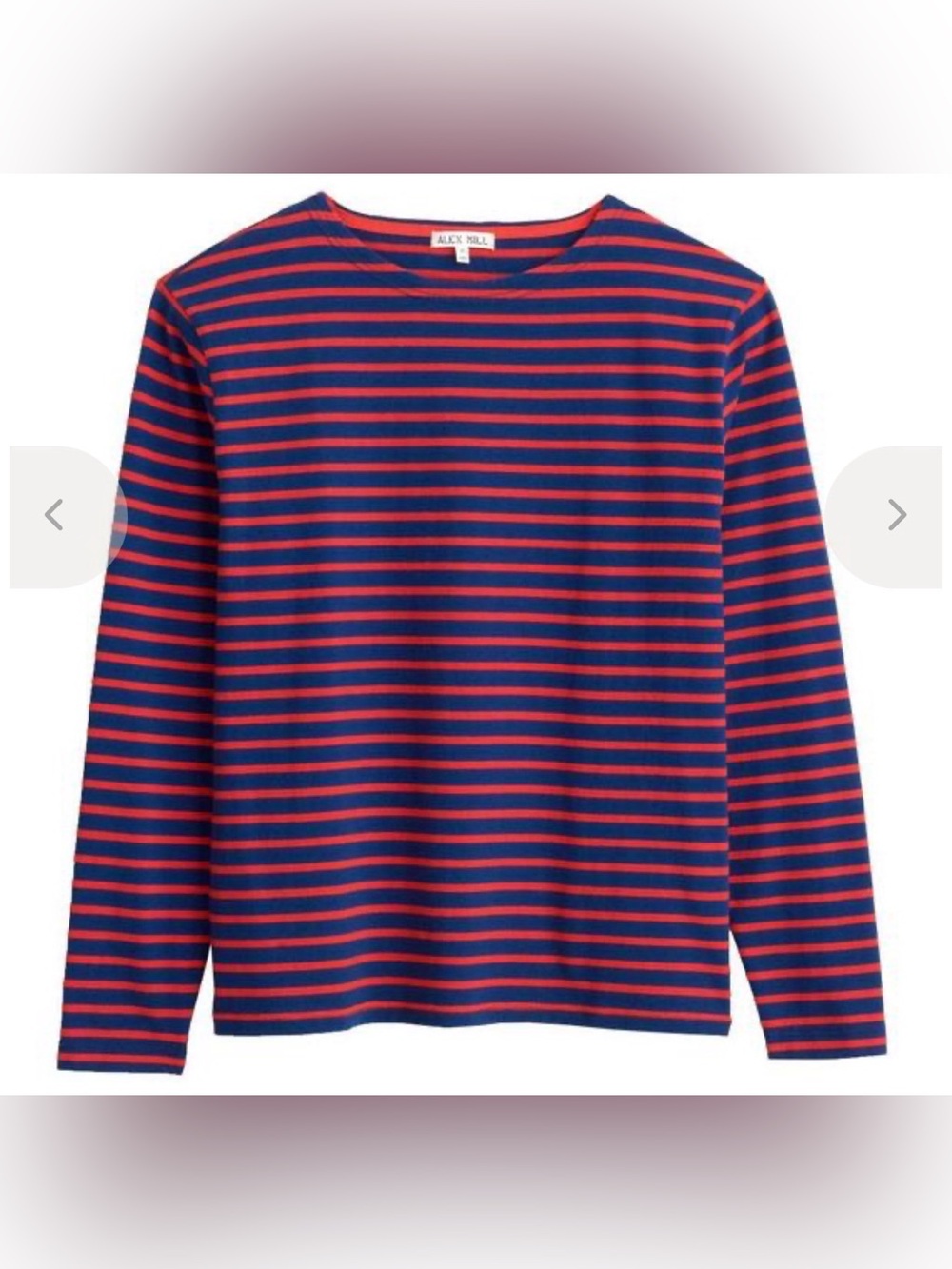 Alex Mill Preppy Deck Long Sleeve Striped Tee - French Blue & Berry Red, sz XL